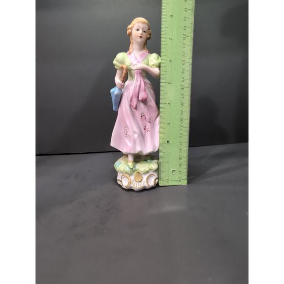 Capodimonte Porcelain Lady Figurine, Woman With Parasol, Umbrella Sculpture, Vtg - Picture 8 of 9